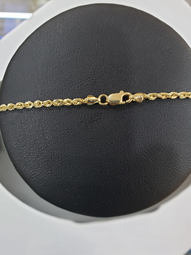 SOLID 14K YELLOW GOLD 2MM WIDE CHAIN